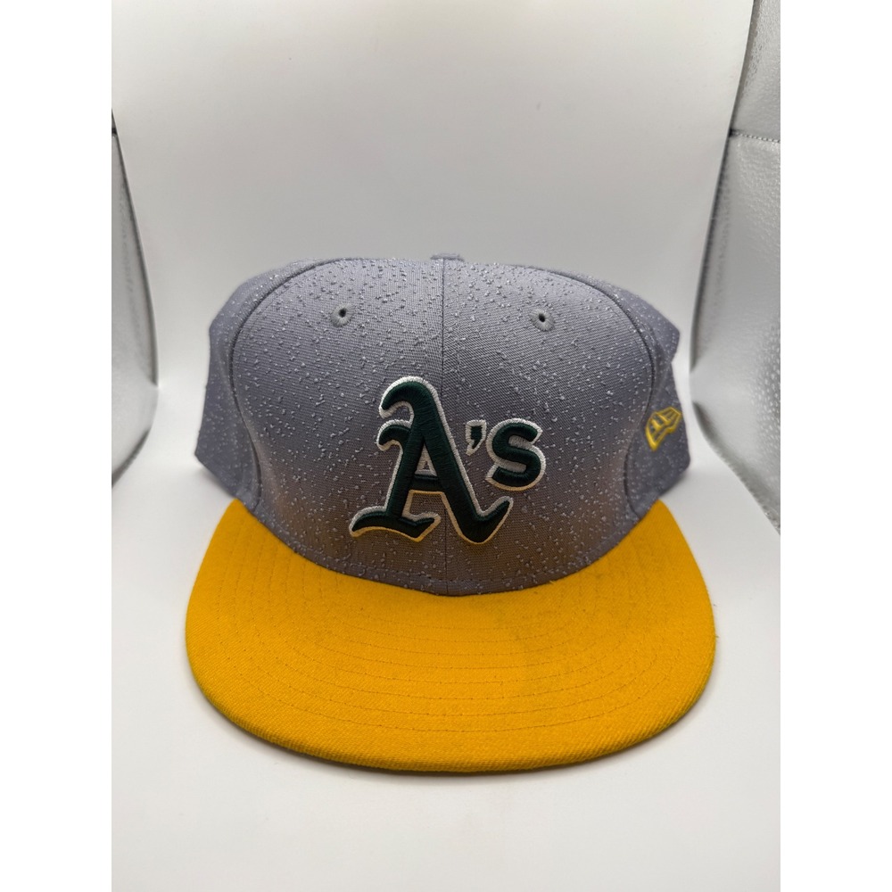 New Era 59FIFTY Oakland Athletics Hat Grey Yellow Fitted MLB Cap 7 3/4